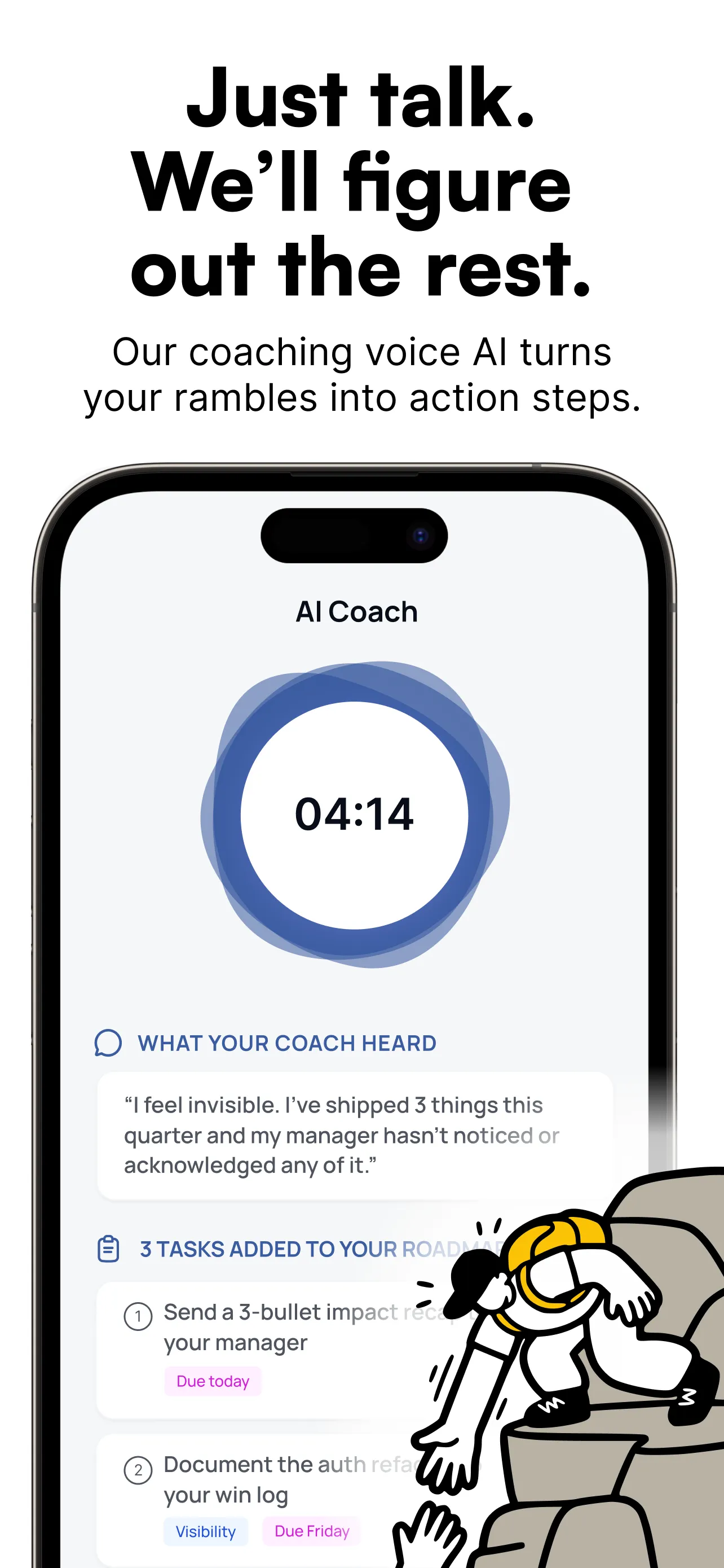 CareerClimb self-review drafting screen on iPhone